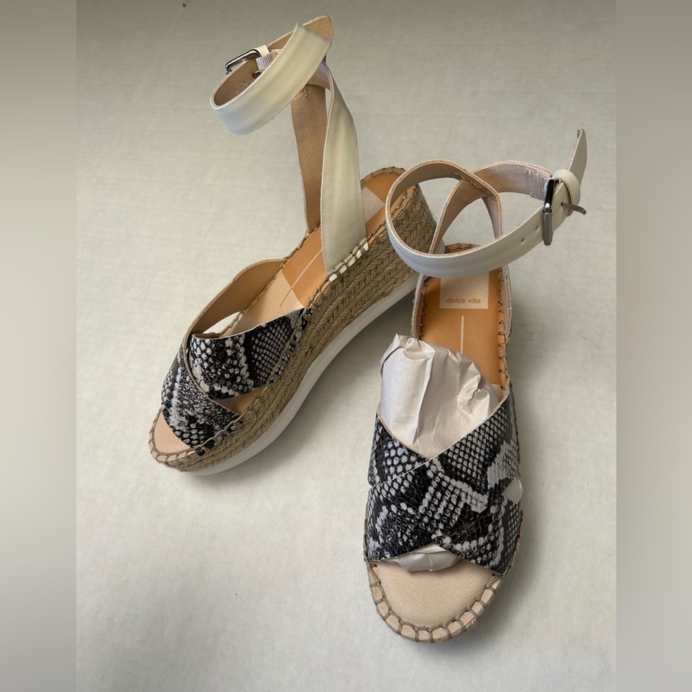 Dolce Vita ankle strap Liam wedge open toe raffia wrapped wedge sandal NWTSz-8.H